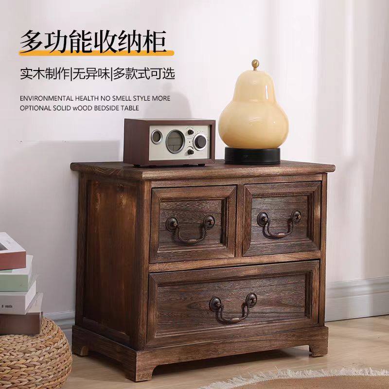 美式乡村实木斗柜复古床头柜客厅边柜收纳抽屉柜装饰组合储物柜子