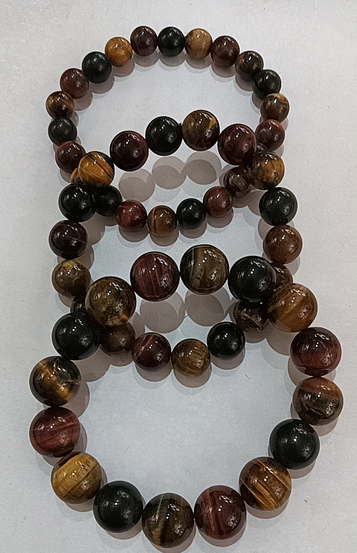 天然彩虎眼手链 三色虎眼手串 木变石 鹰眼石 男款 女士 情侣饰品