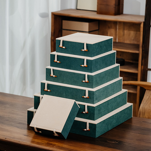 高档绒布茶饼包装盒空礼盒壶承瓷器大盘子包装礼品盒正方形收纳盒