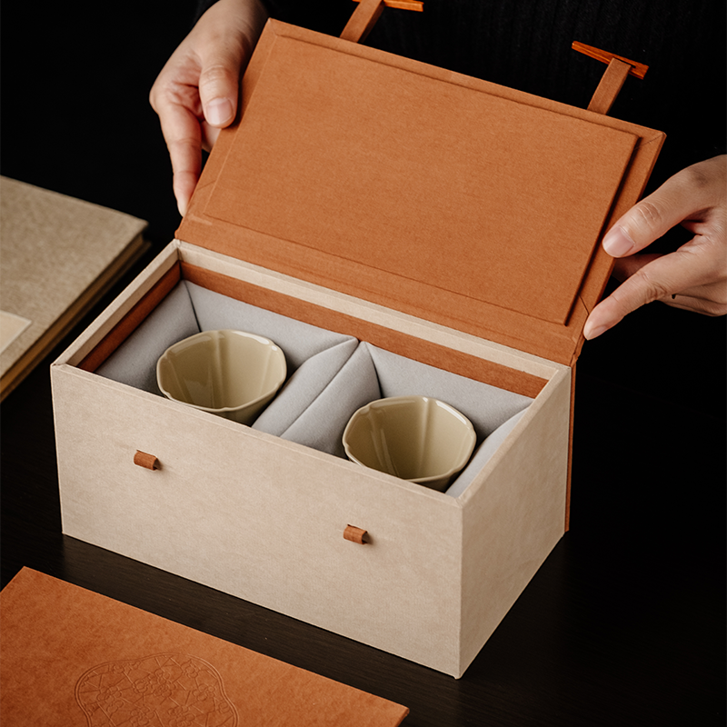 简约杯子茶杯包装盒 马克杯茶叶罐礼品盒双杯木盒子一壶一杯锦盒