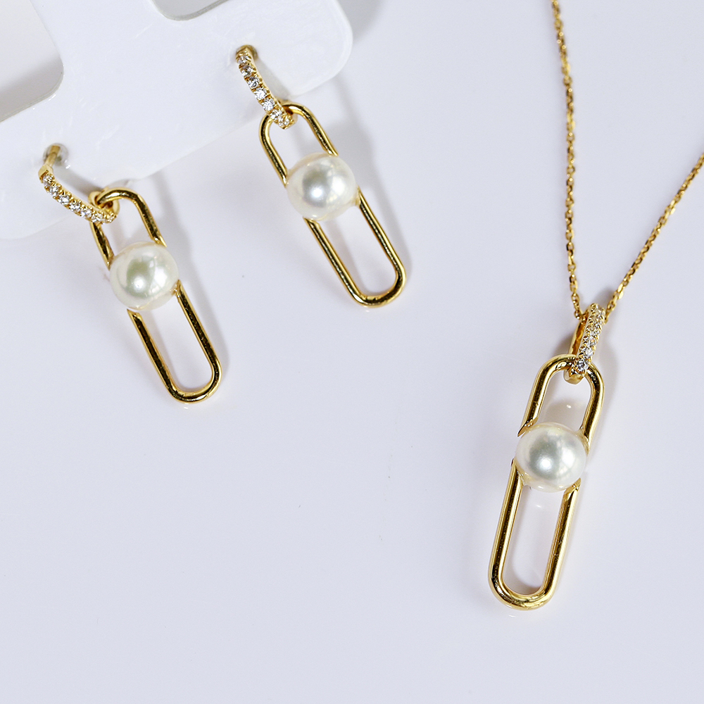 akoya耳钉日本海水珍珠耳环吊坠套装天然海水珍珠18k金回形针新款