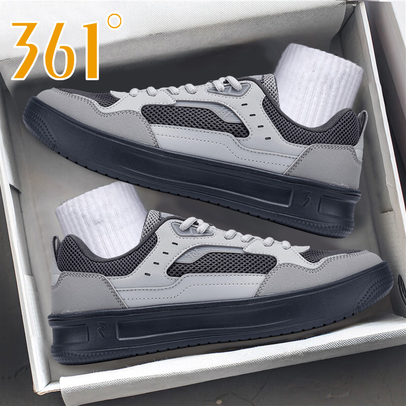 361度板鞋休闲鞋子男青少年361官方旗舰店新款网面透气运动滑板鞋