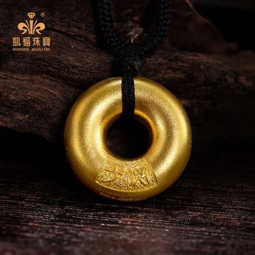 凯福古法黄金平安扣足金传承吊坠