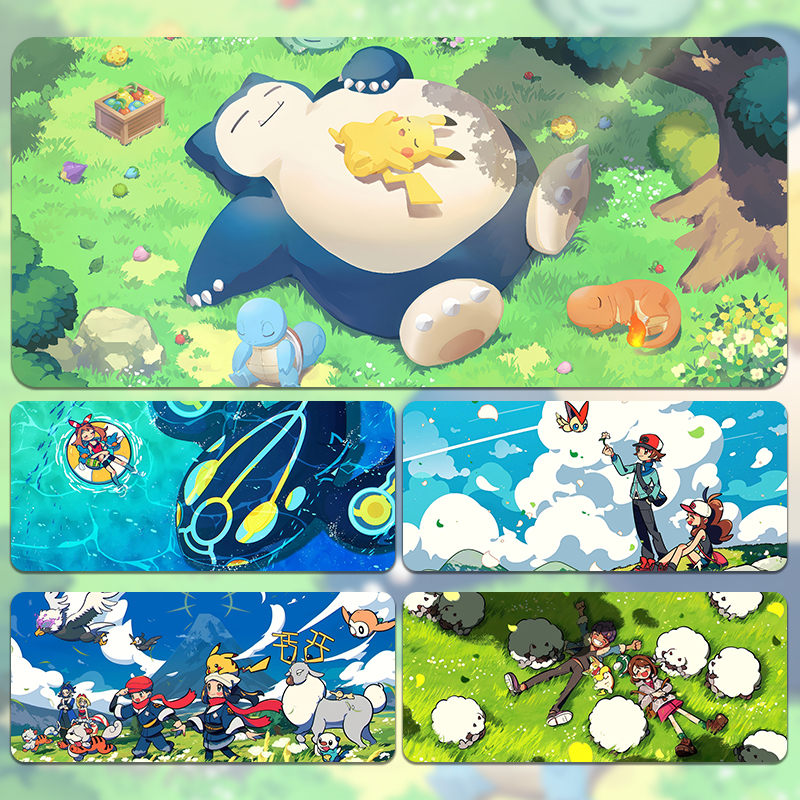宝可梦鼠标垫超大动漫卡通定制学生宿舍电脑桌工位办公桌防水防滑