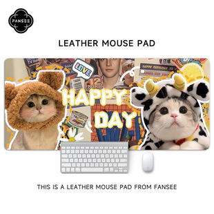 可爱萌宠鼠标垫超大号猫咪狗狗定制宿舍电脑桌工位办公桌防滑耐脏