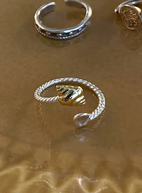 可歌可颂 黄打屁金银撞色小众高级叠戴百搭通勤925银镀金开口戒指