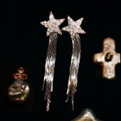 陨落流星 黄打屁原创设计氛围感韩星星流超闪钻甜酷925银耳钉耳夹