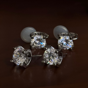 一颗闪钻 黄打屁日常百搭超闪甜美仙质感公主925银耳钉蚊香盘耳夹