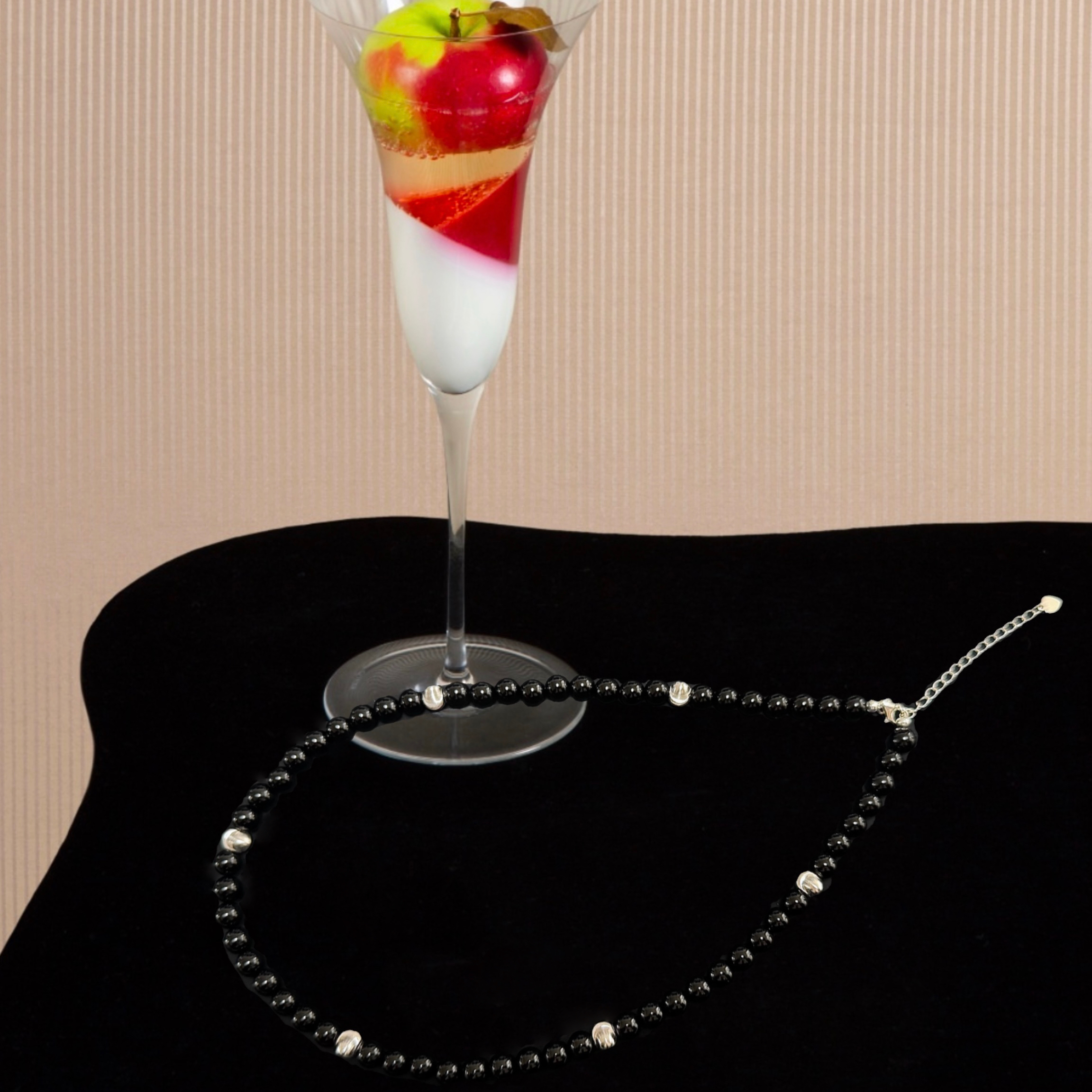 巴黎夜雨 黄打屁设计感猫眼黑项链拉丝简约百搭锁骨925银颈链配饰