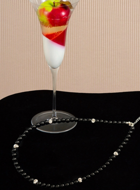 巴黎夜雨 黄打屁设计感猫眼黑项链拉丝简约百搭锁骨925银颈链配饰