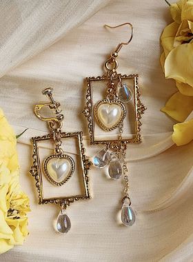 一片伤心画不成 原创设计勿抄袭vitage复古夸张ins闪亮珠耳夹耳环