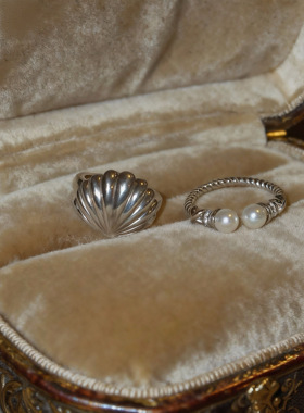 伊甸之息 贝壳韩系黄打屁复古甜闪小众百搭时髦开口质感925银戒指