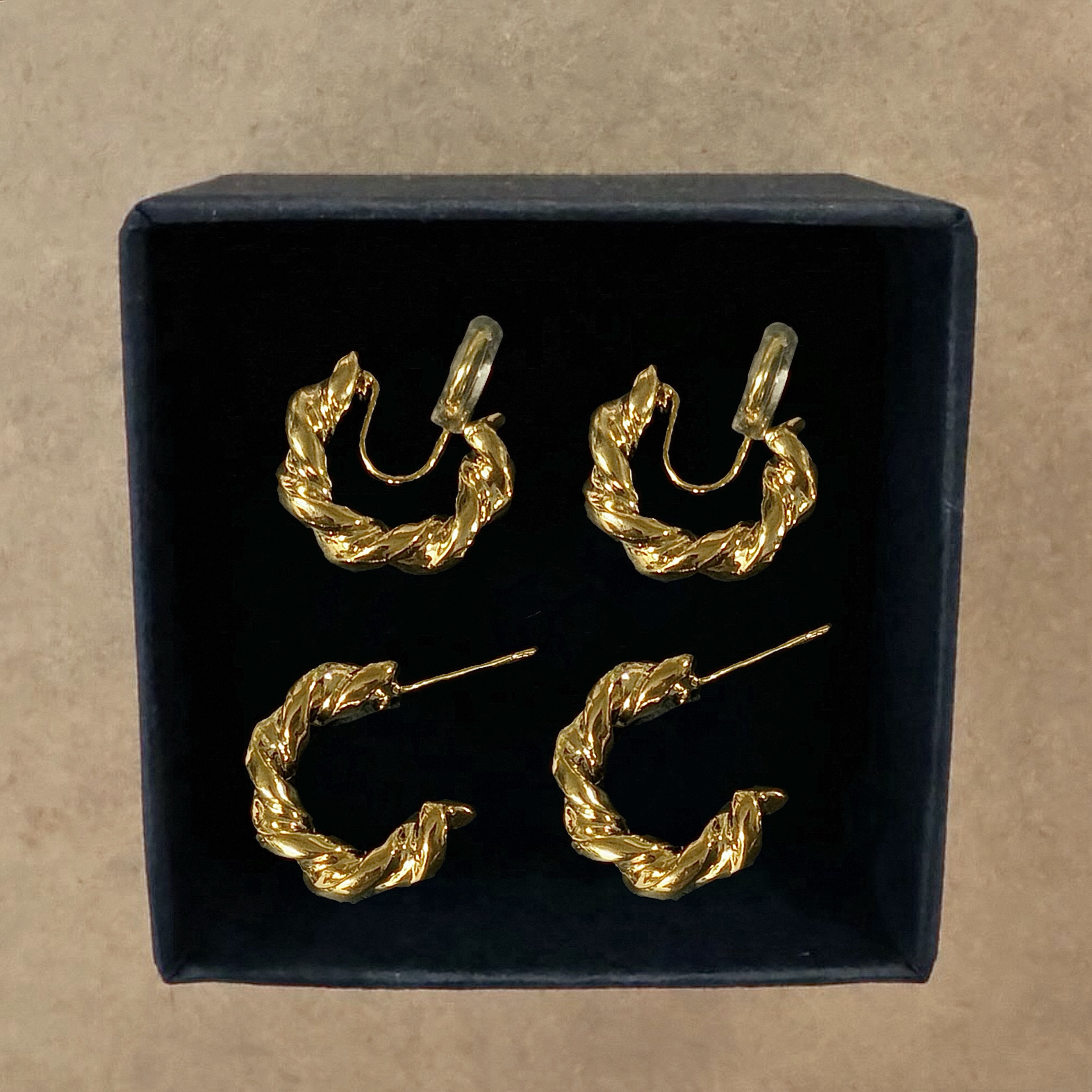 小步舞曲 黄打屁气质高级感时髦麻花C型韩ins蚊香盘耳夹925耳钉