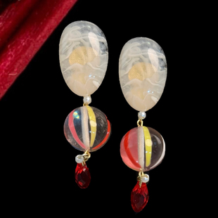 小说灯笼 黄打屁原创设计剔透小众精致简约精致闪钻925银耳钉耳夹