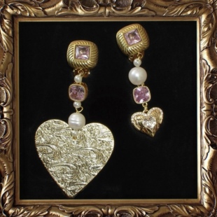 桃金娘 黄打屁原创设计小众粉闪仙甜复古夸张爱心耳环925耳钉耳夹