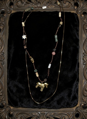 梦游小马驹 黄打屁复古设计感可爱趣百搭小马长链毛衣链叠戴项链