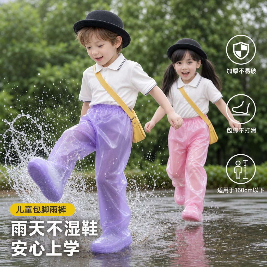 一次性儿童连体雨裤防水加厚图片