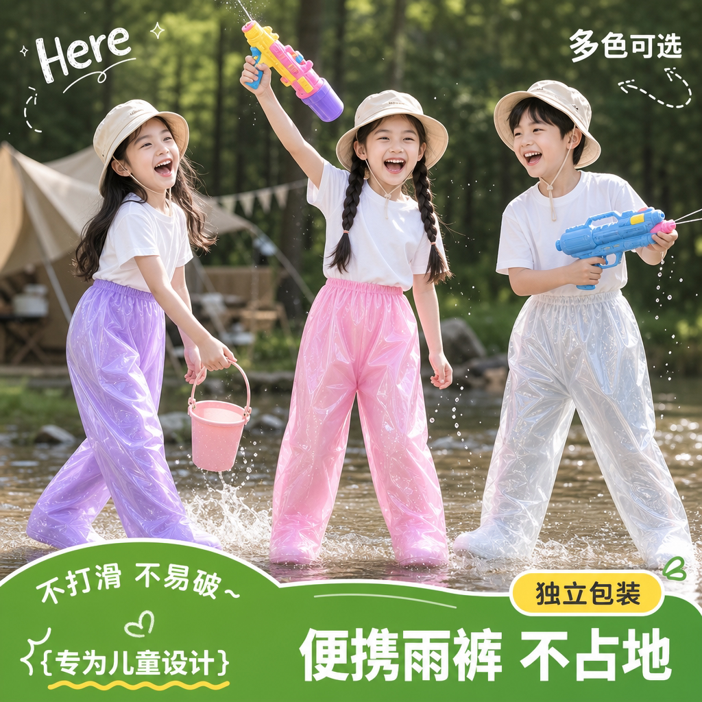 儿童一次性包脚雨裤雨鞋一体图片