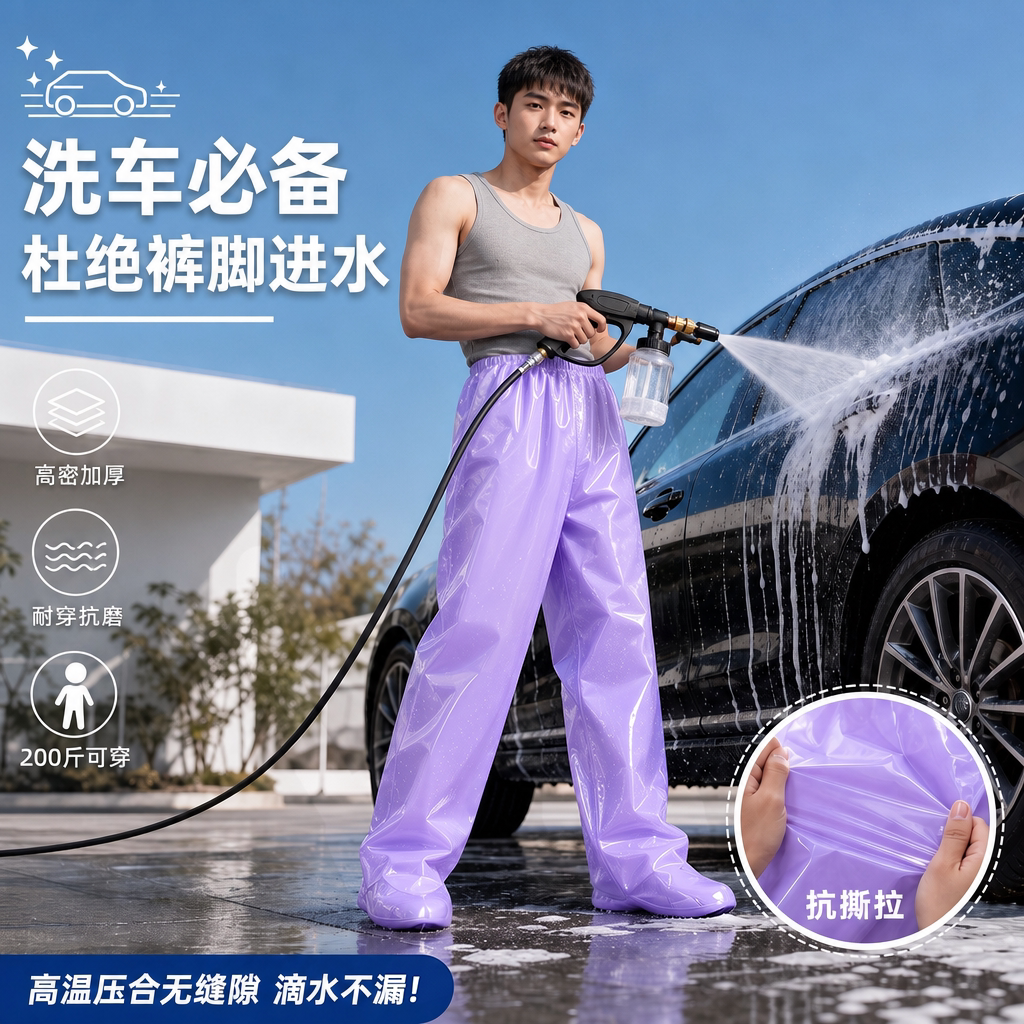 一次性连脚加厚防暴雨雨裤男士图片