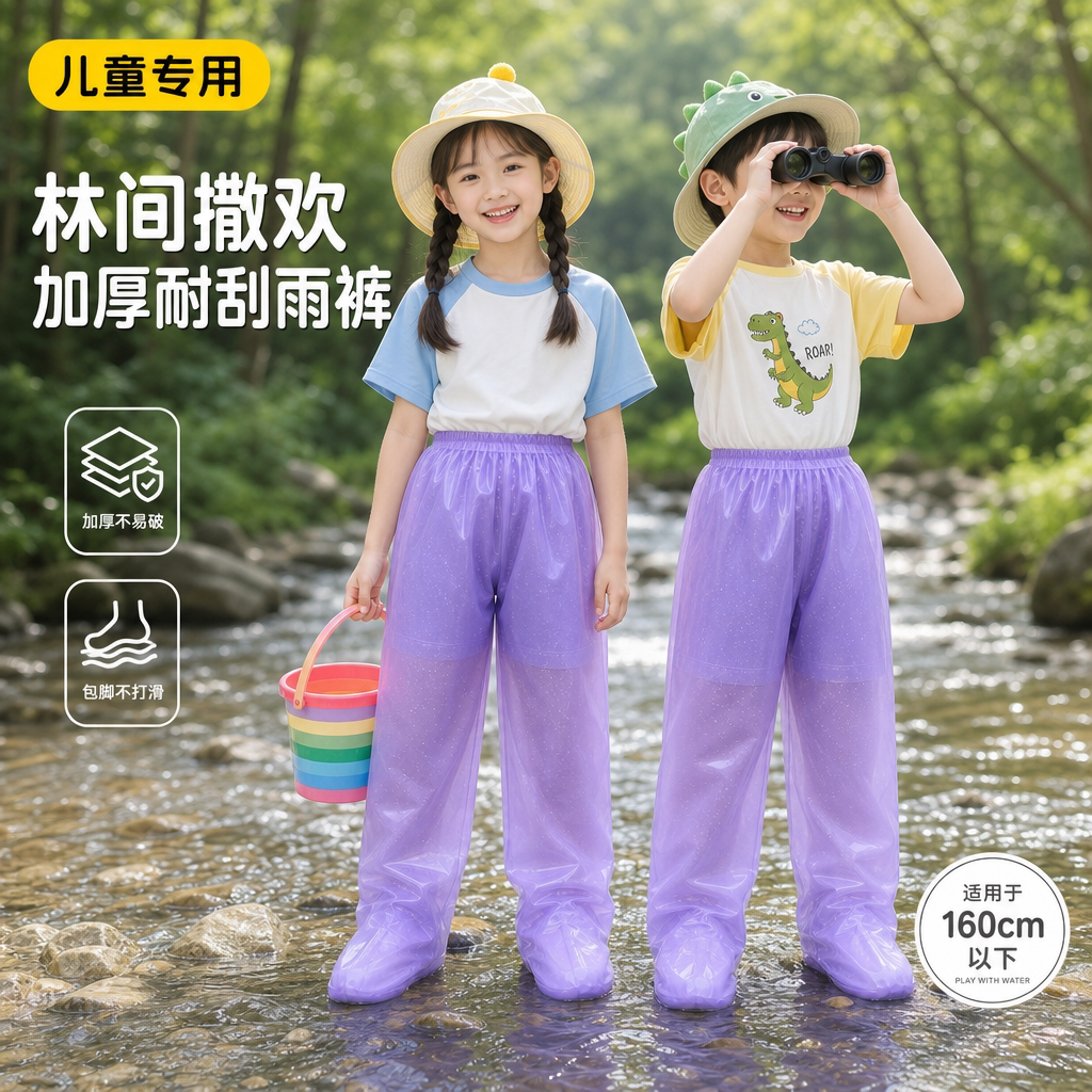 儿童一次性包脚雨裤防水加厚图片