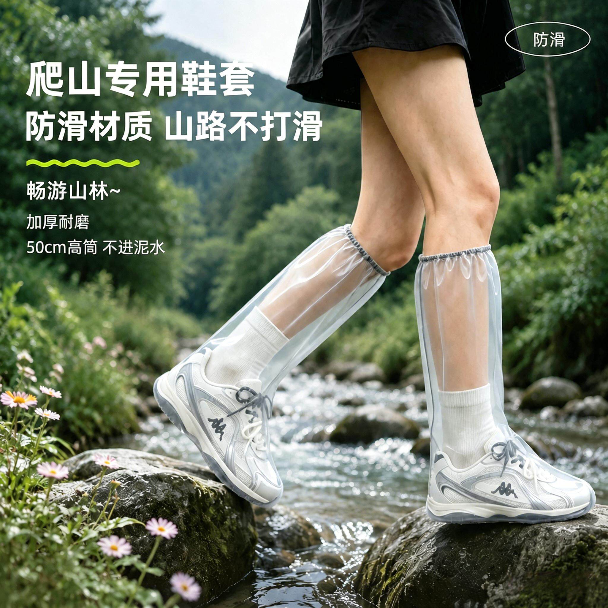 爬山防滑雨鞋套防水防滑加厚耐磨户外便携雨天出行专用一次性雨鞋