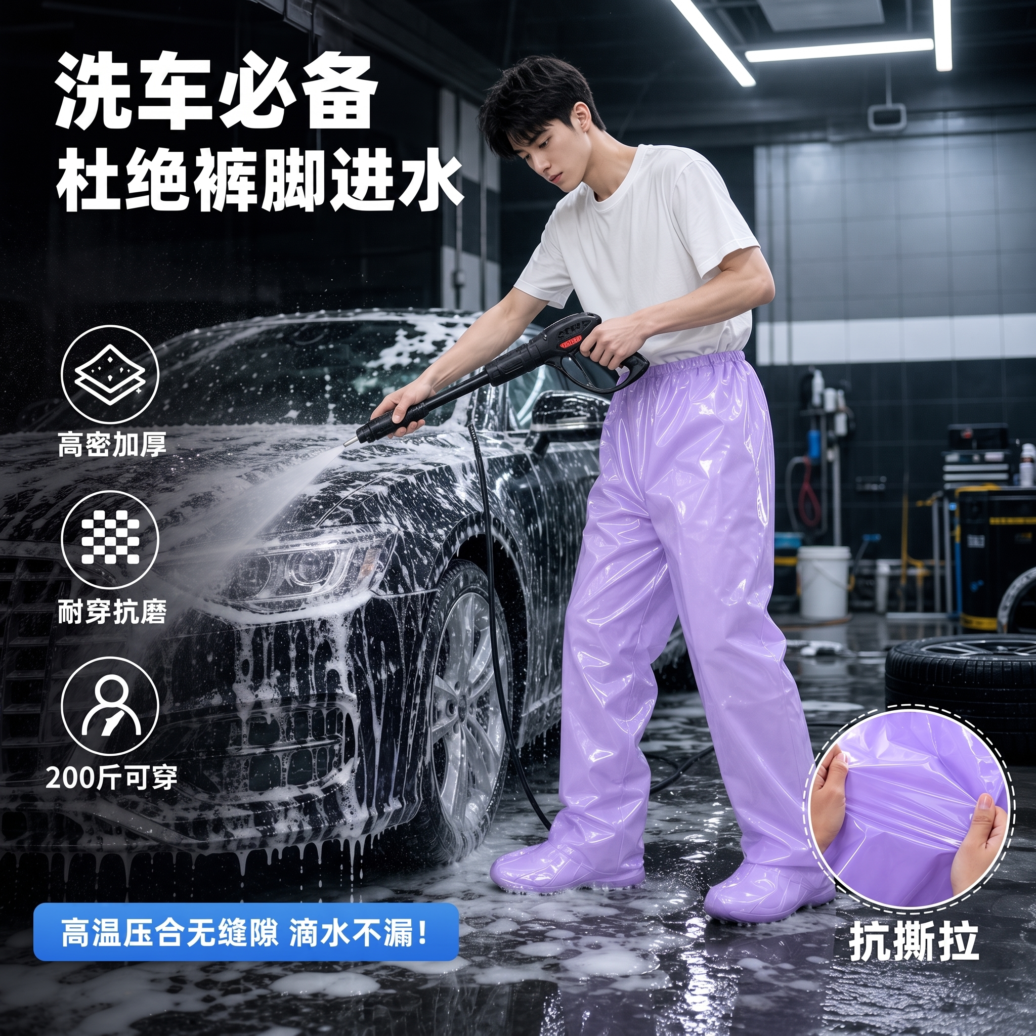 一次性连脚加厚防暴雨雨裤男士图片