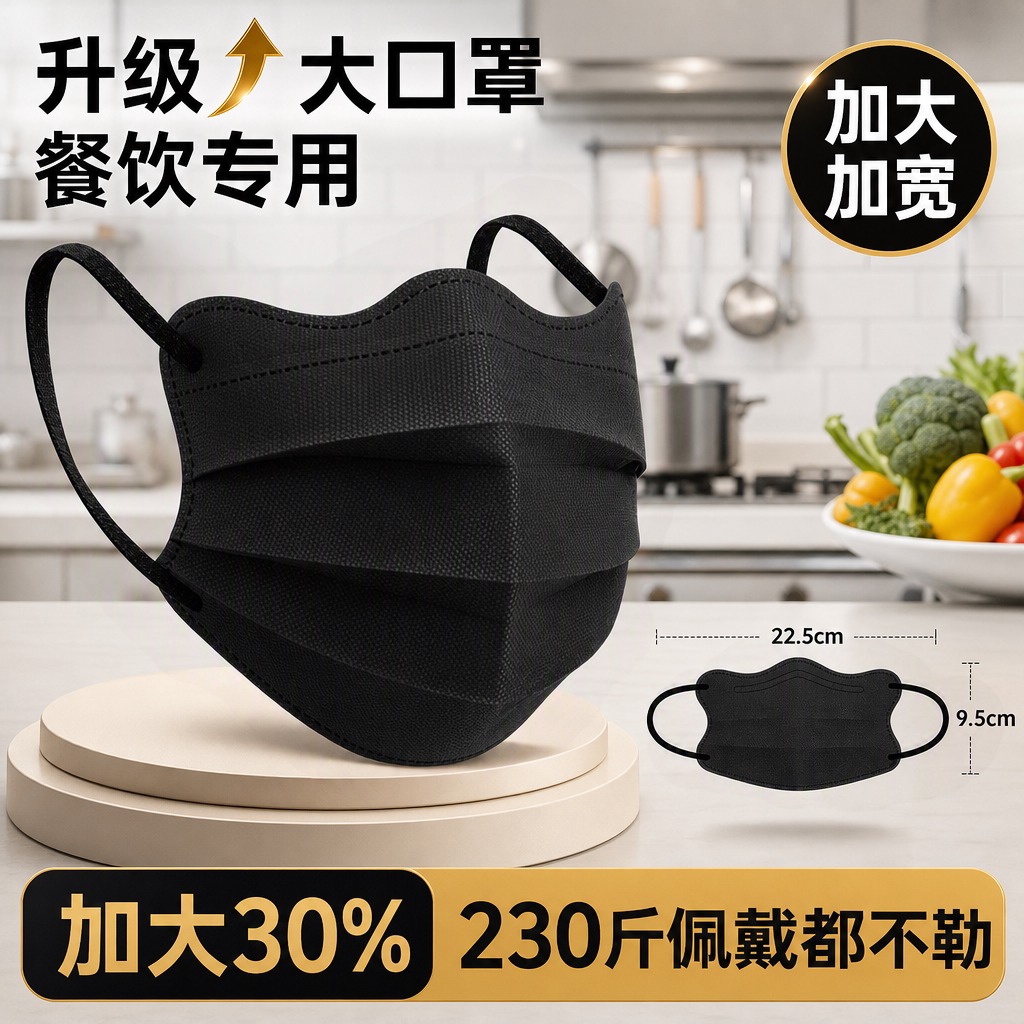 大脸专用防口水不勒耳透气口罩图片