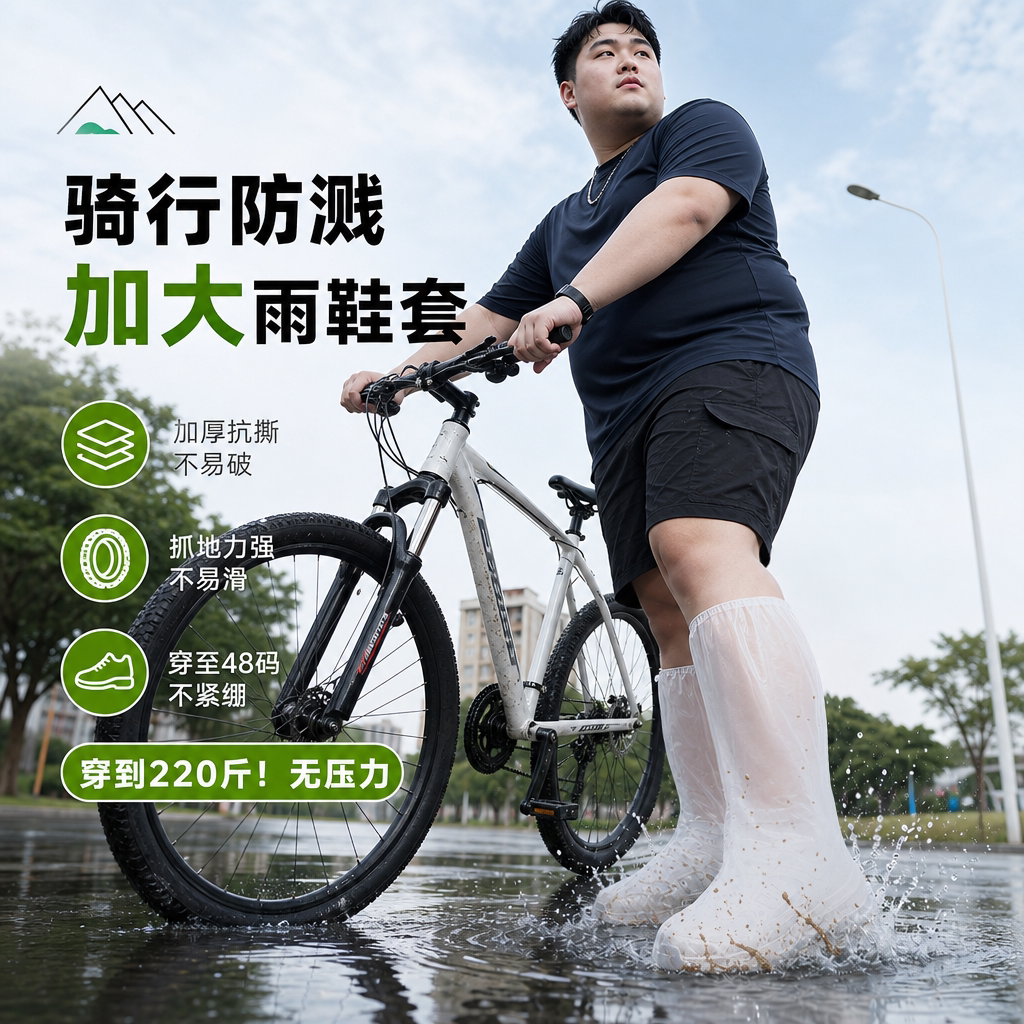 男士骑行加厚防水防滑一次性鞋套图片