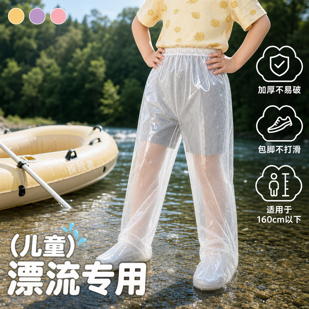 儿童一次性包脚雨裤防水防滑图片