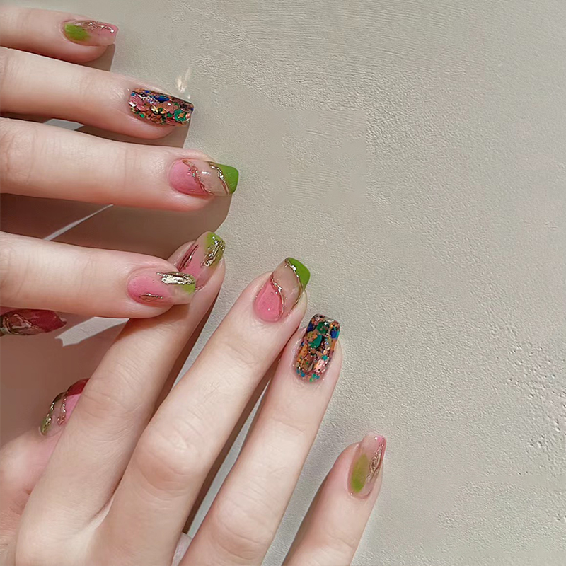 纯手工美甲糖果撞色韩系少女贴片