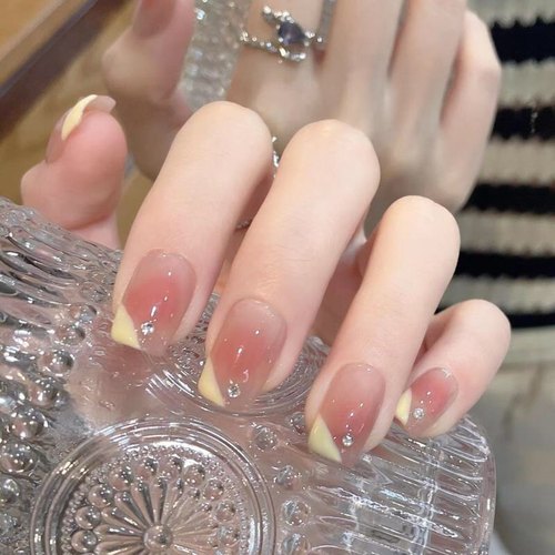 腮红法式美甲贴片中长款简约显白穿戴甲光疗成品可拆卸假指甲定制