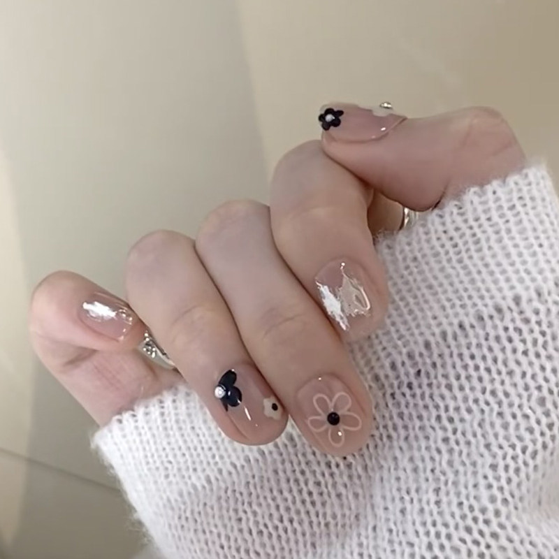 短款穿戴甲手工绘画奶油小花少女感显白新娘孕妇假指甲可拆卸贴片,彩妆/香水/美妆工具,穿戴甲/甲片,淘宝优惠券,粉丝福利购,淘宝优惠卷