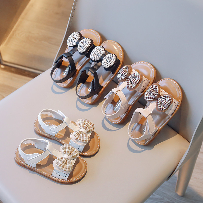 梵勒蝴蝶结女童公主露趾凉鞋夏季
