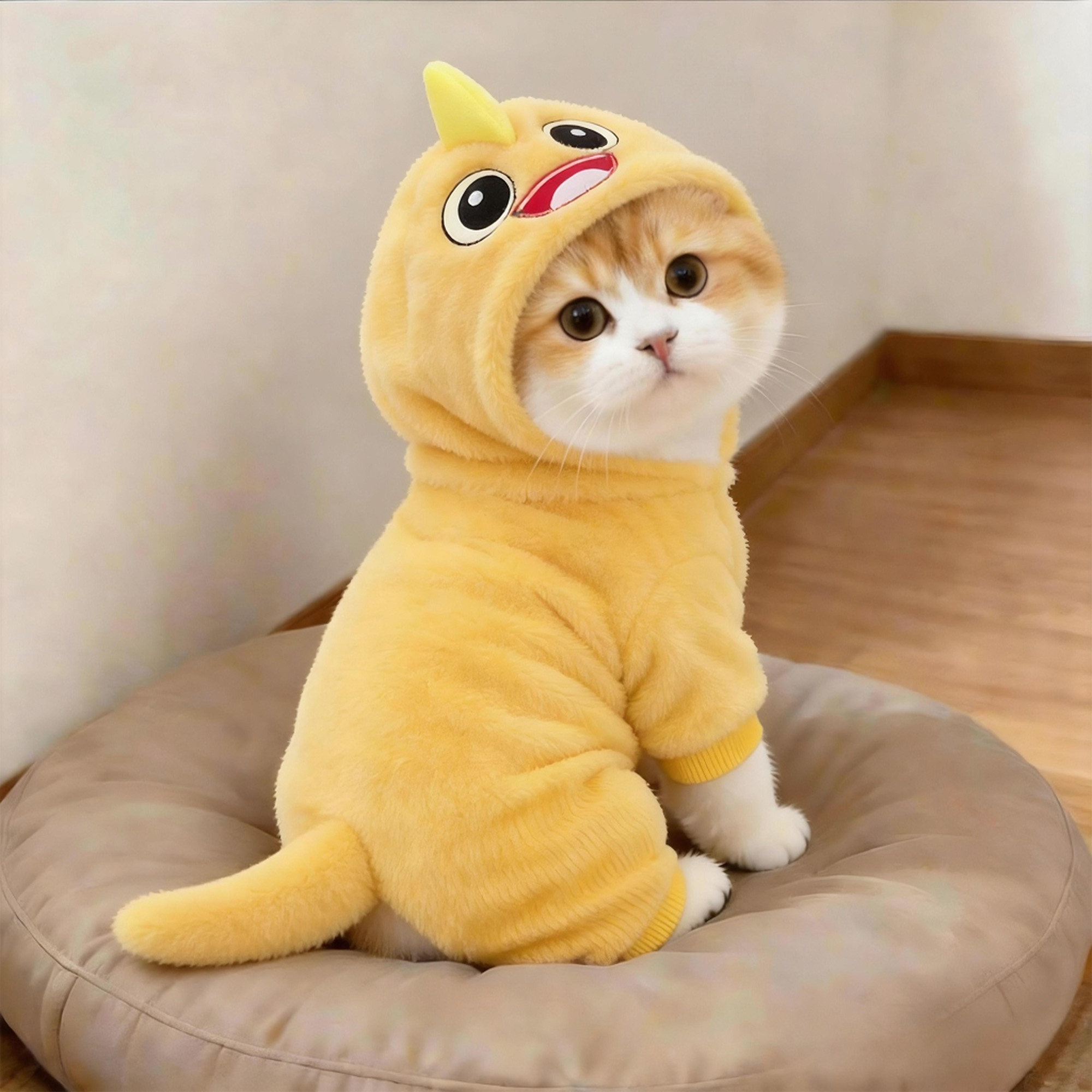 小猫咪衣服冬季可爱连帽恐龙加绒
