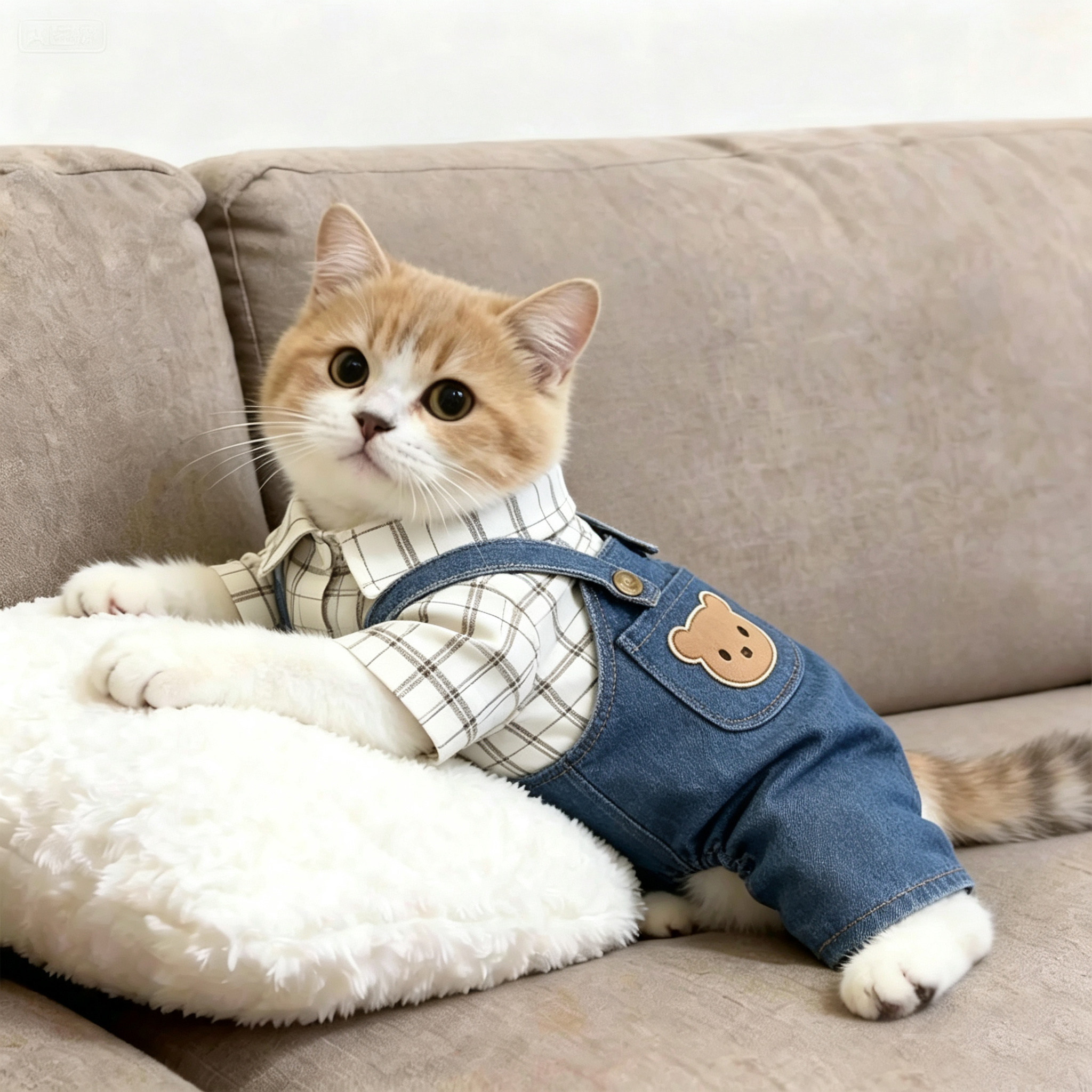 猫咪衣服春夏季四脚牛仔裤防掉毛薄款布偶英短金渐层宠物小猫服饰