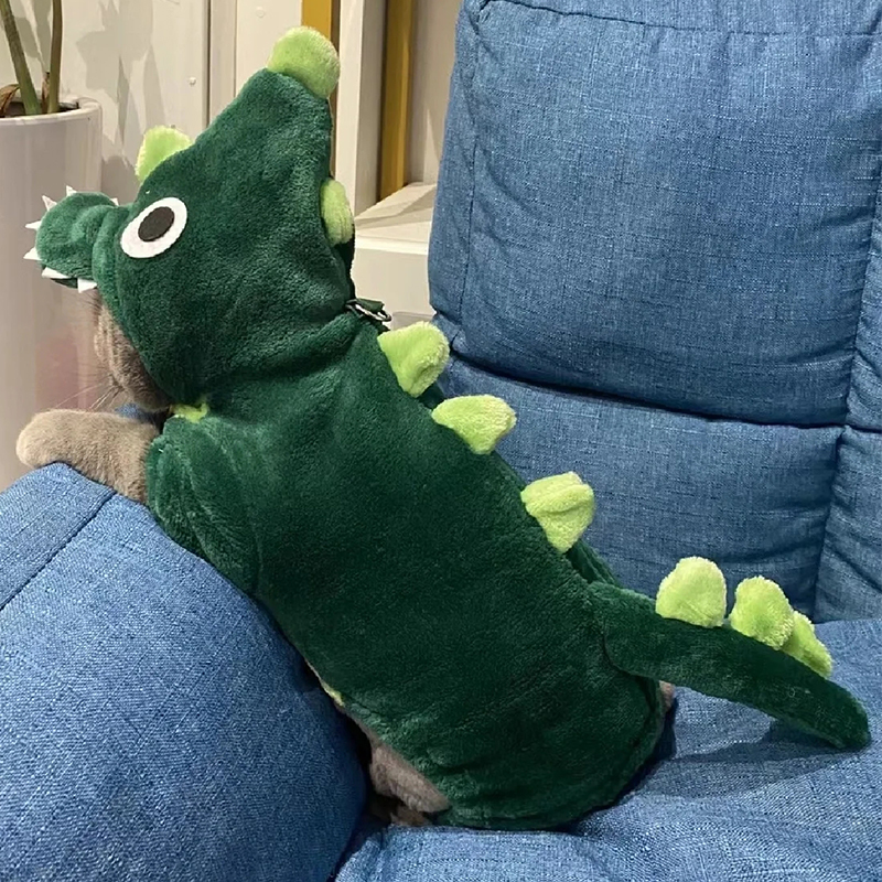 猫咪衣服秋冬季搞怪可牵引恐龙衣