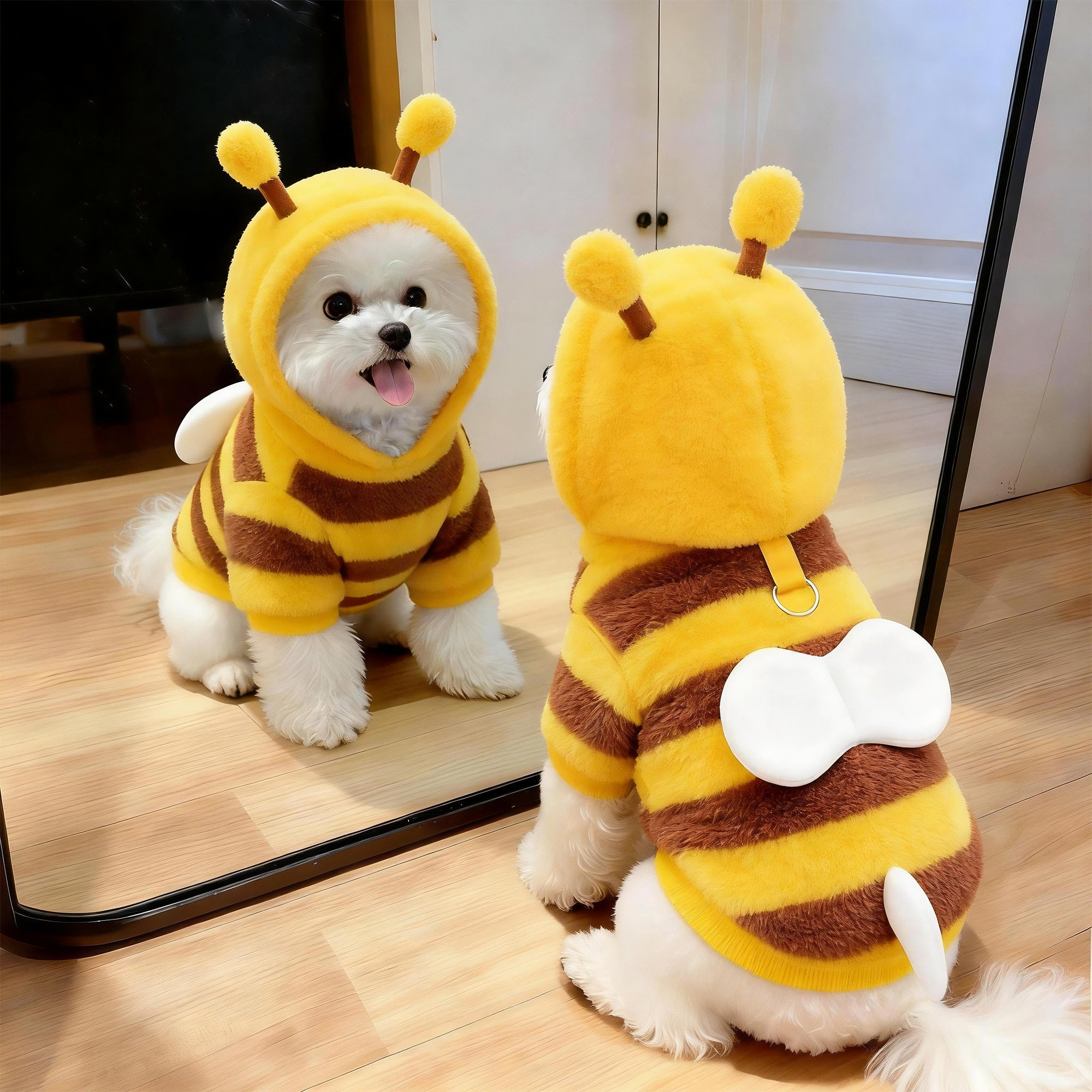 狗狗衣服秋冬连帽翅膀蜜蜂卫衣