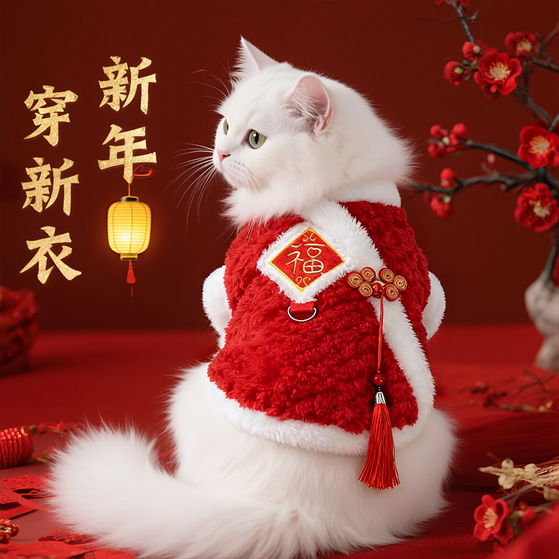 猫咪衣服新年福字唐装秋冬季保暖