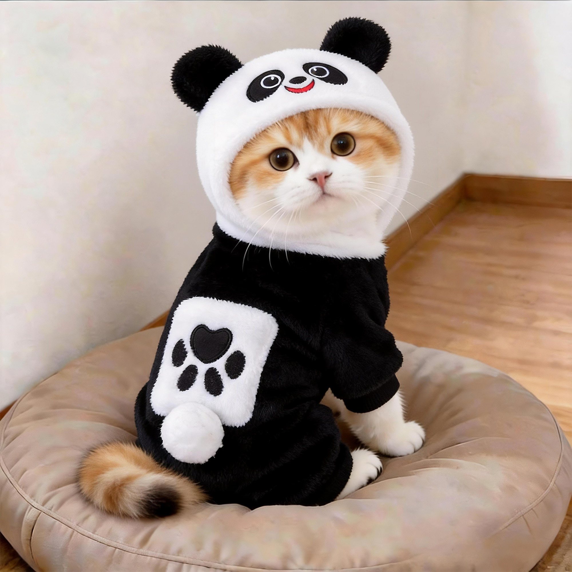 猫咪衣服冬季加绒熊猫变身装可爱