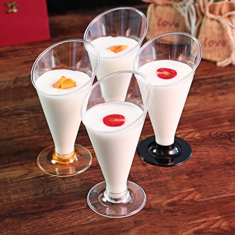 高脚慕斯杯加厚塑料杯斜口甜品杯