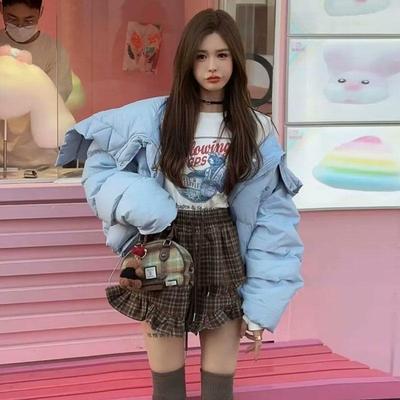 轻薄保暖短款羽绒服女高腰显瘦