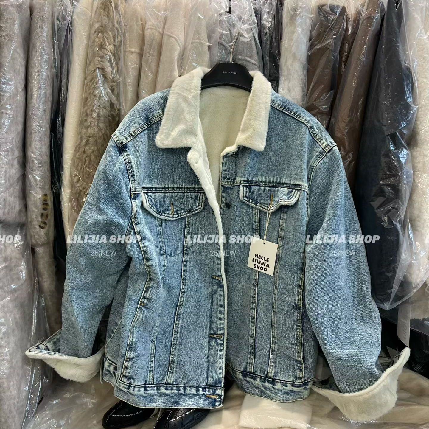 复古加绒牛仔外套女2025冬季