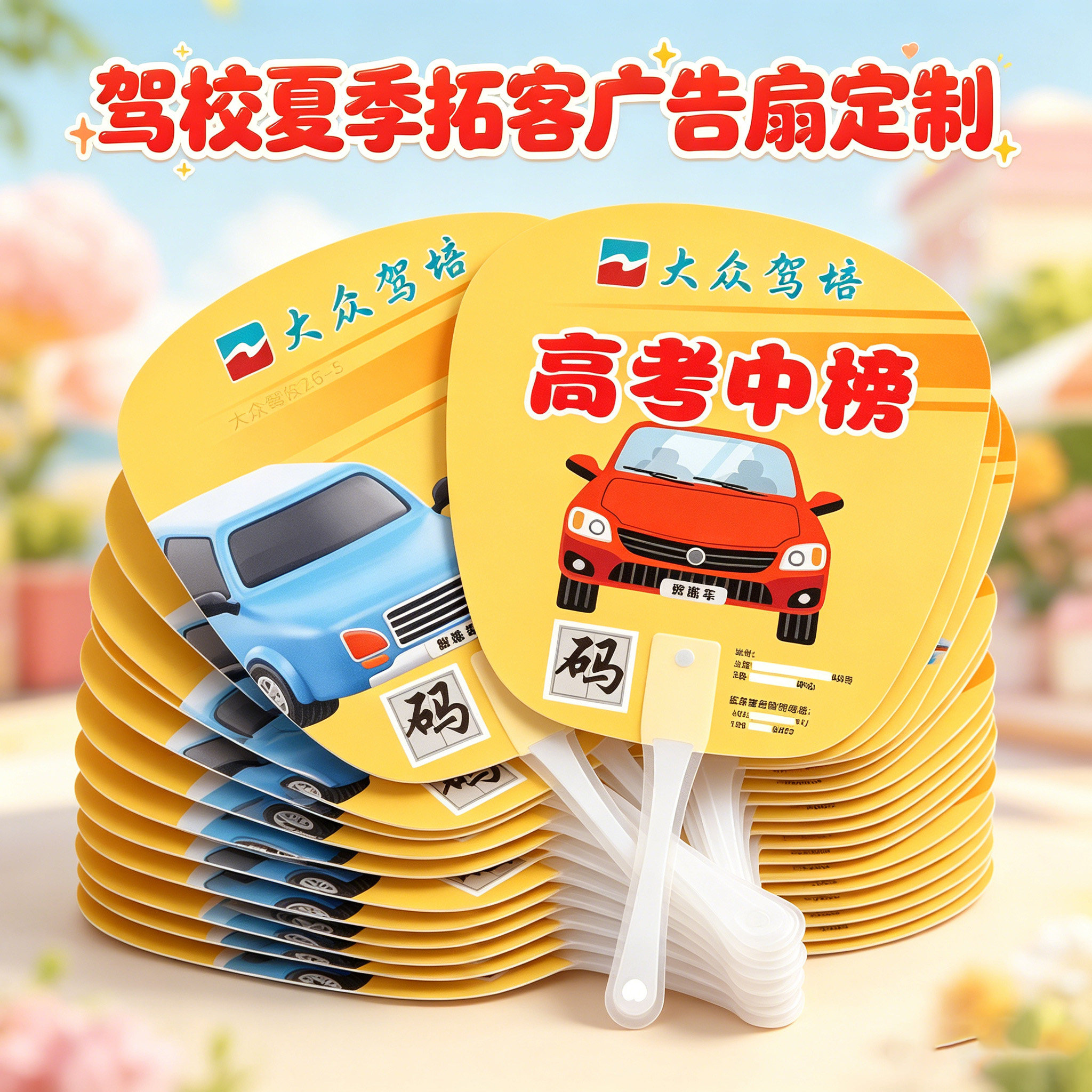广告扇定制团扇订做宣传扇印刷logo驾校招生PP卡通塑料小扇子制作