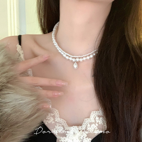 法式复古高级感轻奢双层珍珠项链