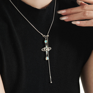 Songette「符号系列」正念·原创天然月光石白水晶蛇骨链项链女