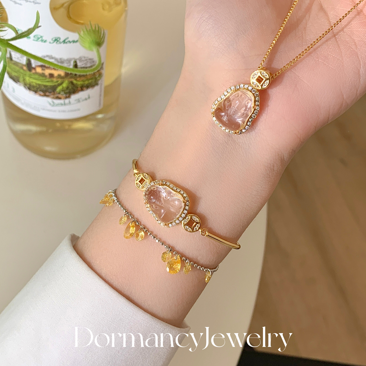 「水沫玉小貔貅」新中式招财手链