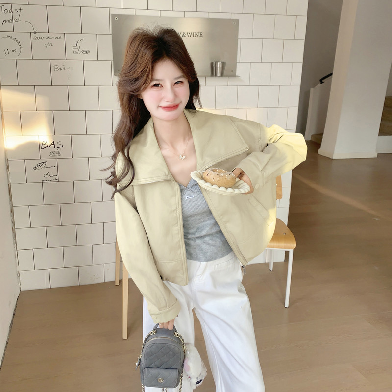 2026春季新款现货韩版皮衣外套1535203P145K238，女装皮衣，浙宝153