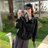 2026新款现货韩版宽松皮衣外套1535221P160K258，女装皮衣，浙宝153