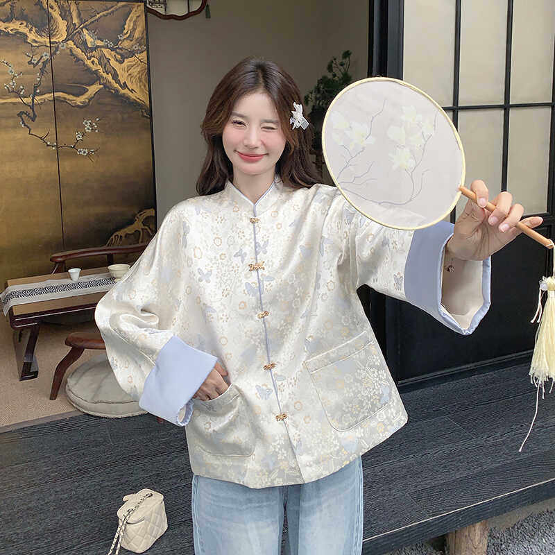 秋季新款现货新中式蝴蝶仿宋锦提花外套1532452P140K198,女装短外套,浙宝153