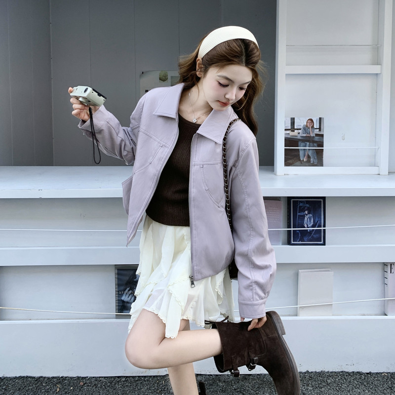 2026春季新款现货韩版皮衣外套1535204P155K248,女装皮衣,浙宝153